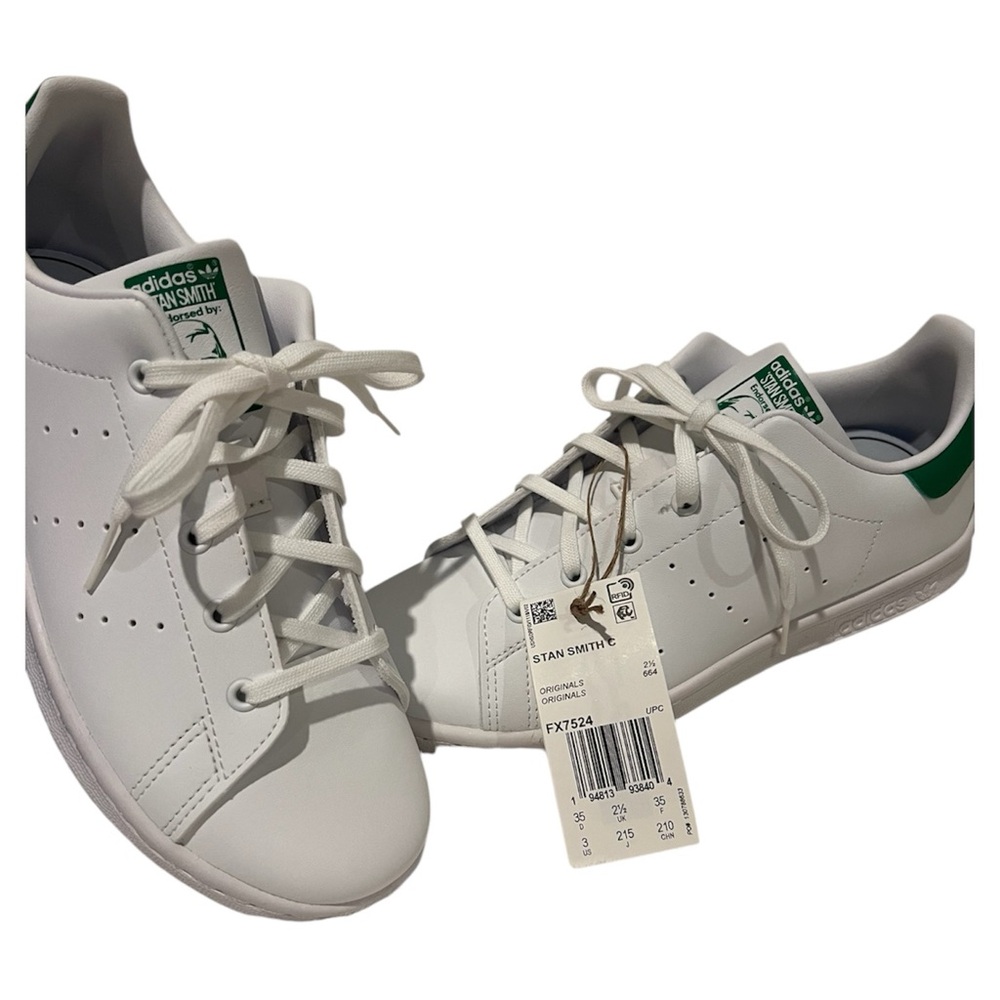 ADIDAS Originals Stan Smith sneaker youth kids 3 white green.